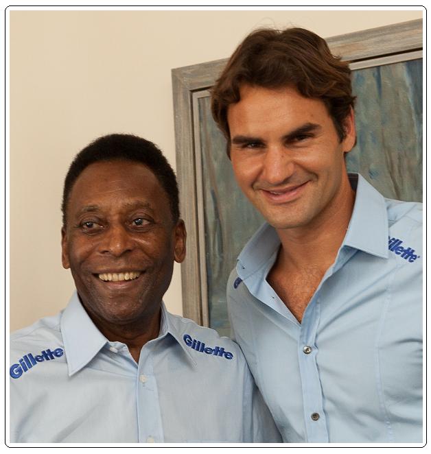 Le roi Pelé et Roger Federer posent pour Gillette (Procter and Gamble)