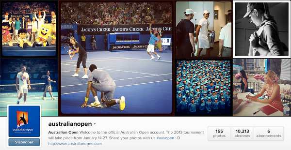 Compte Instagram - Australian Open