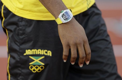 Yohan Blake portant sa montre Richard Mille sur 100 et 200m