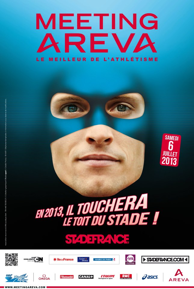 Affiche de Renaud Lavillenie en super-héros pour le Meeting Areva 2013