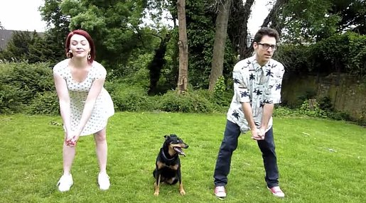 A Wimbledon Wiggle with a dog, a man and a woman