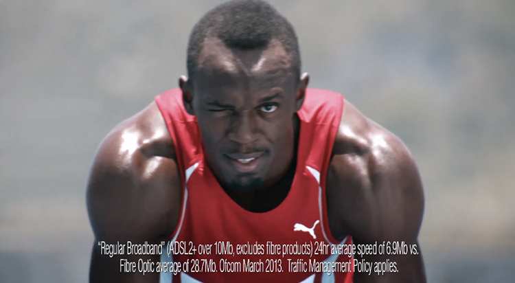 Usain Bolt, l'homme le plus rapide d'internet pour Virgin Media