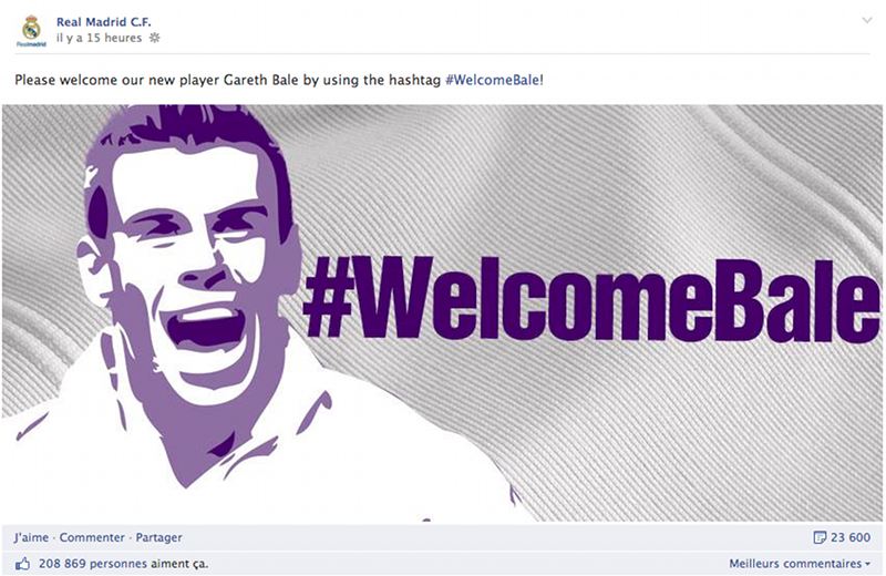 #WelcomeBale : publication sur la page Facebook du Real Madrid