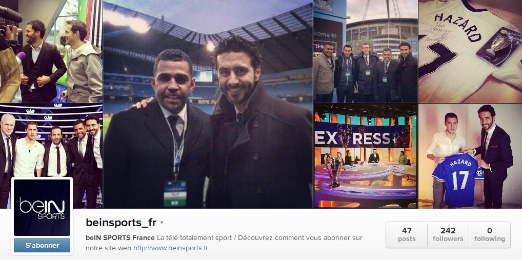 Compte Instagram de beIN Sports lancé le 29 janvier 2014