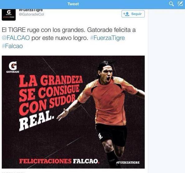 Quand Gatorade félicite Falcao pour son transfert au Real Madrid