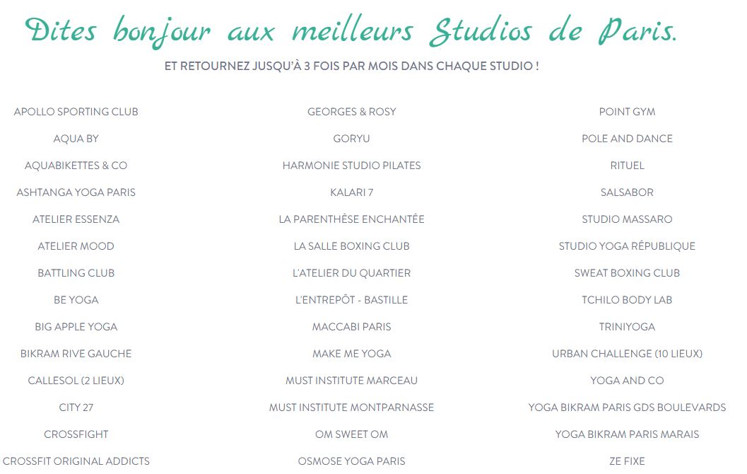 Le pass Tryndo vous donne accès à pas moins de 54 studios basés à Paris !