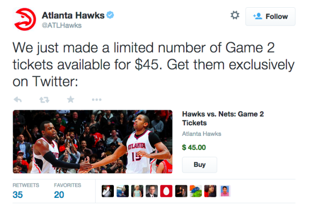 Les Atlanta Hawks ont permis à leurs fans d'acheter des billets directement depuis Twitter