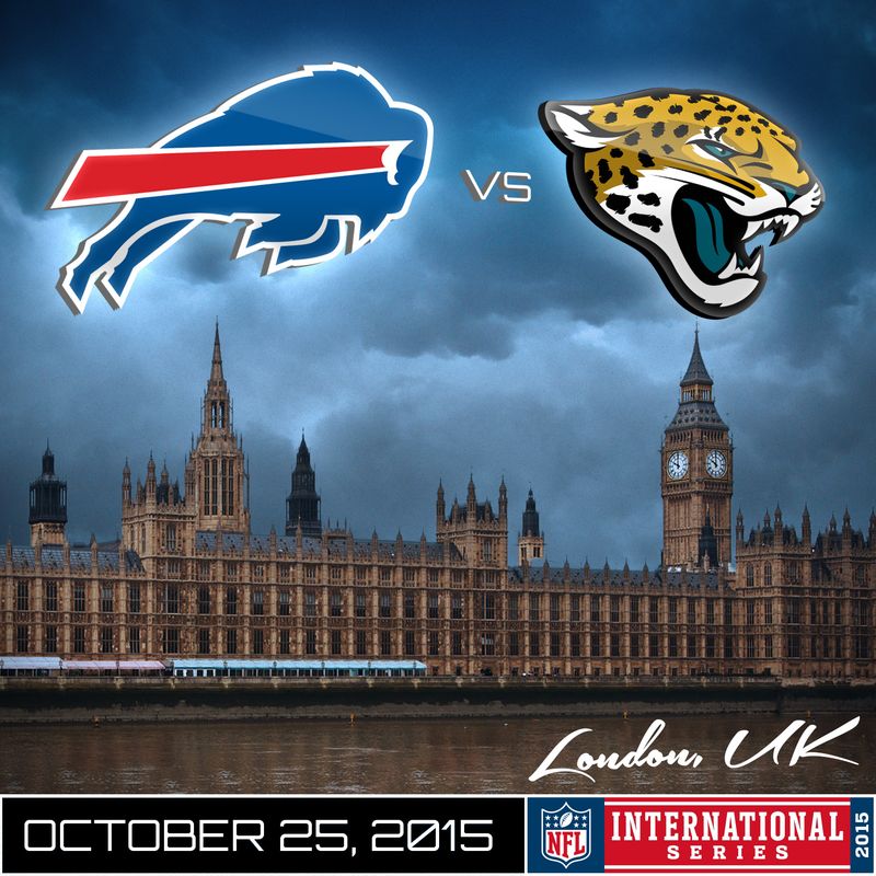 Une publicité pour le match diffusé en live-streaming entre les Buffalo Bills et et les Jacksonville Jaguars