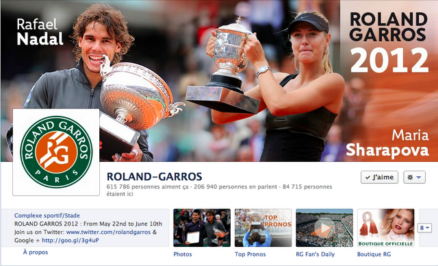 Page Facebook de Roland-Garros - Nadal et Sharapova