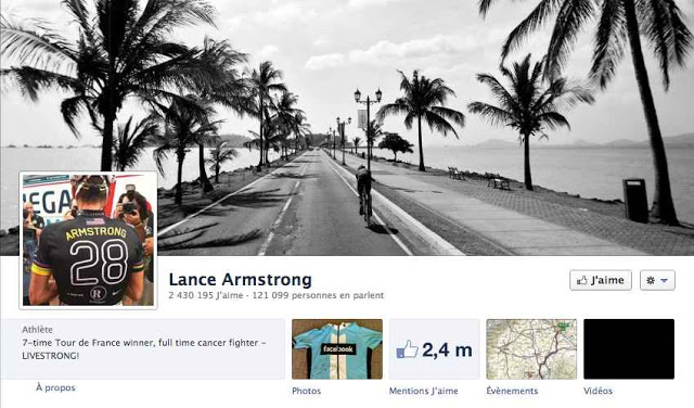 Page Facebook de Lance Armstrong
