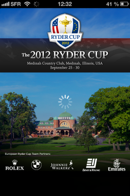 Accueil application mobile Ryder Cup 2012