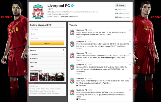 Le maillot de Liverpool sur Twitter