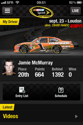 NASCAR Sprint Cup mobile App iPhone