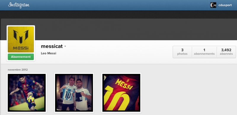 Profil Instagram de Lionel Messi