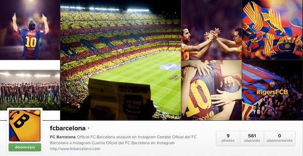Profil Instagram du FC Barcelone